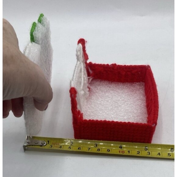 Christmas Plastic Canvas Coasters Set of 4 with Holder Mug Cup Kitsch Retro - Picture 14 of 14